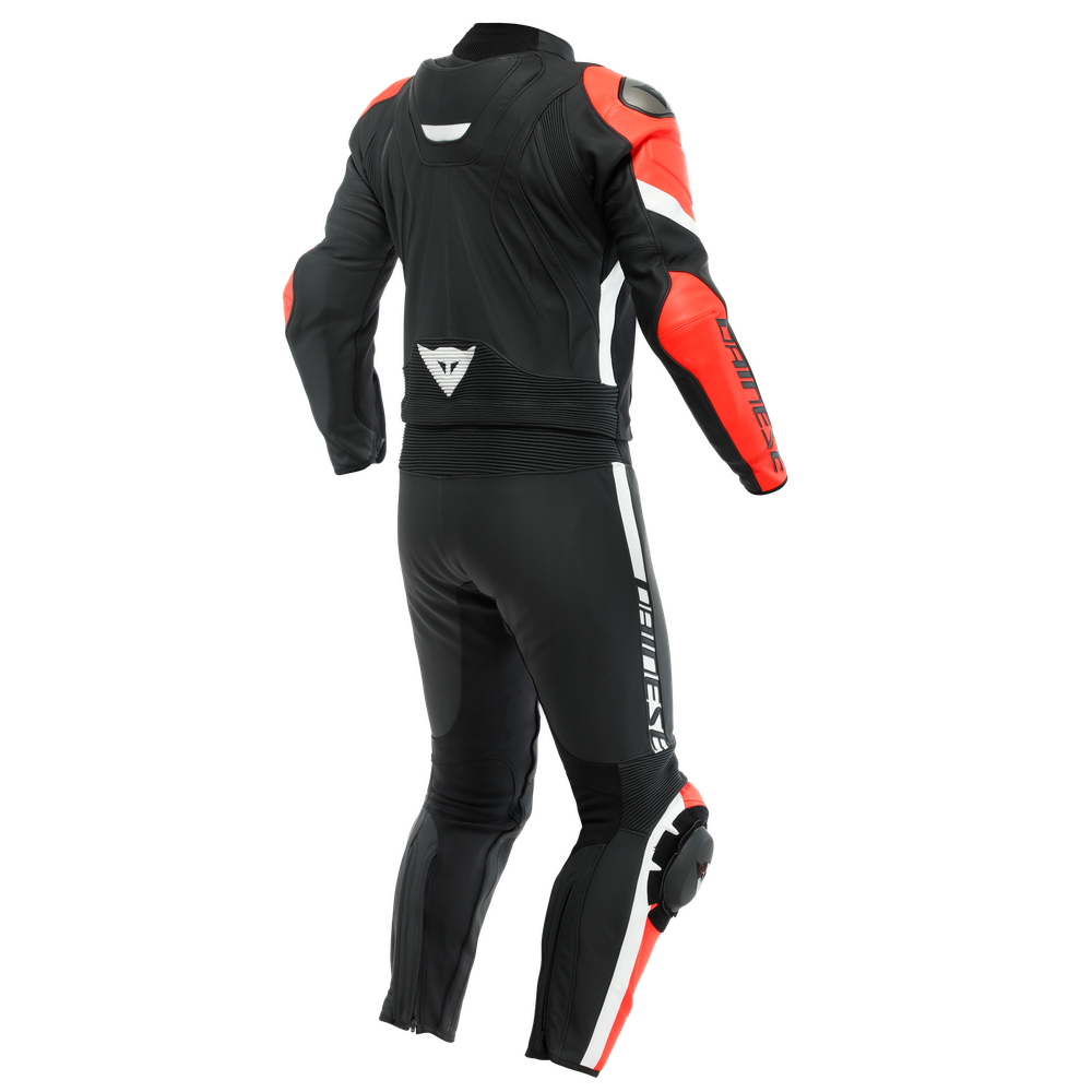 avro-4-leather-2pcs-suit-black-matt-fluo-red-white image number 1